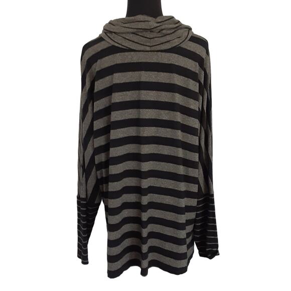 Liv By Habitat Clothes Cowl Neck Sweater Gray Stripe Oversized Women L Lagenlook - Picture 3 of 10